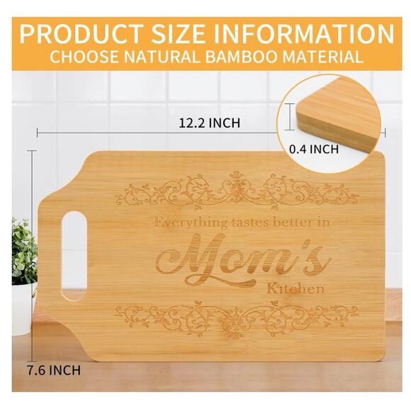 Cutting Board, Bamboo Cutting Board for Mom 15.3"L x 7.5"W x 0.4" - Picture 3 of 6